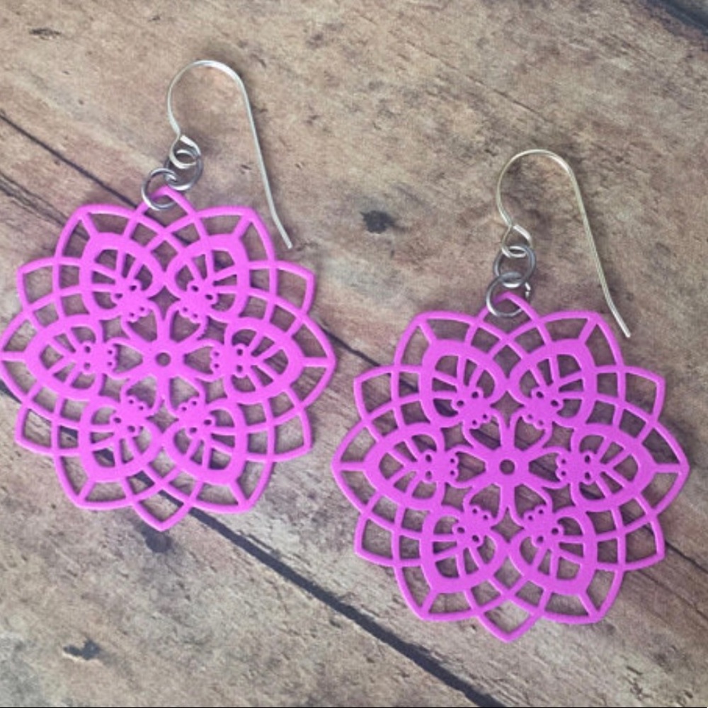 Hot pink kaleidoscope earrings